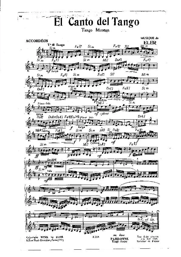 télécharger la partition d'accordéon El canto del tango (Orchestration) (Tango Milonga) au format PDF