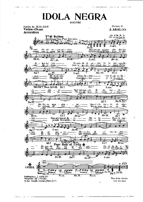 télécharger la partition d'accordéon Idola Négra (Orchestration) (Boléro) au format PDF