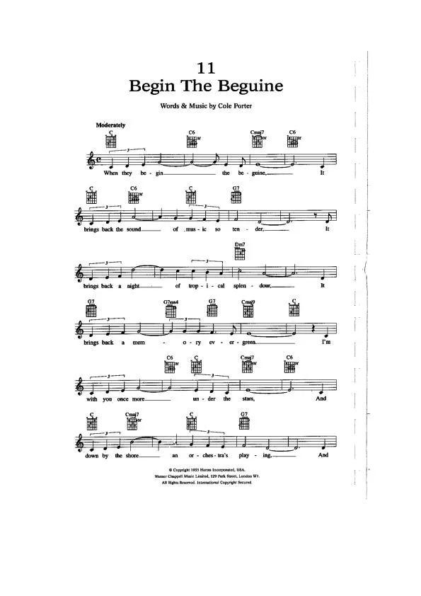 télécharger la partition d'accordéon Begin The Beguine (Chant : Frank Sinatra) au format PDF