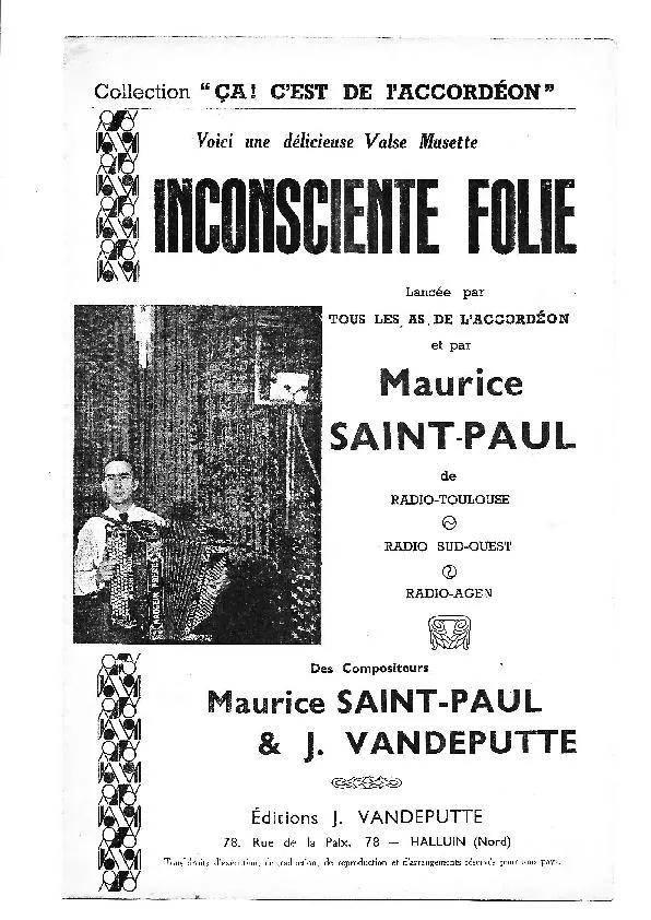télécharger la partition d'accordéon Inconsciente folie (Valse) au format PDF