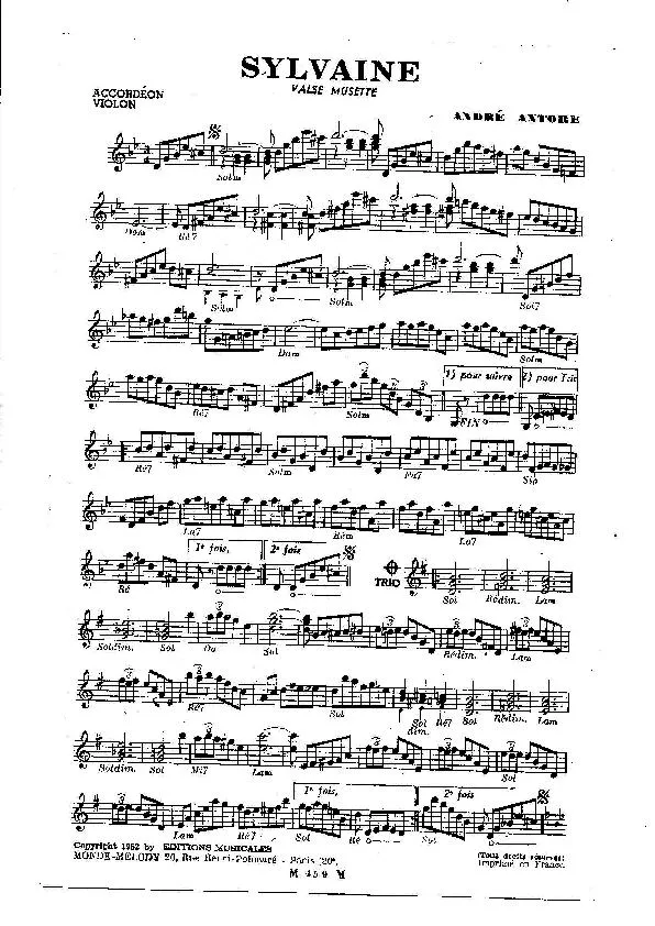 télécharger la partition d'accordéon Sylvaine (Valse Musette) au format PDF