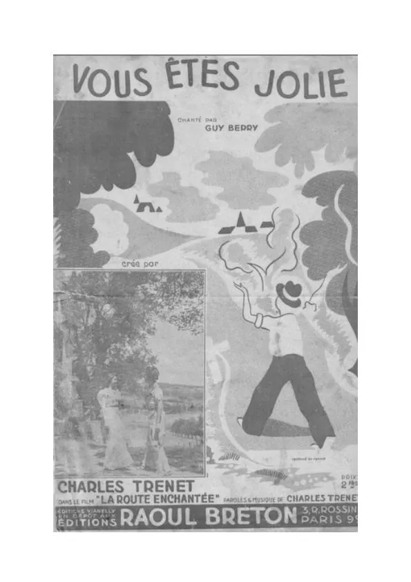télécharger la partition d'accordéon Vous êtes jolie (Du film : La route enchantée) (Chant : Guy Berry) au format PDF
