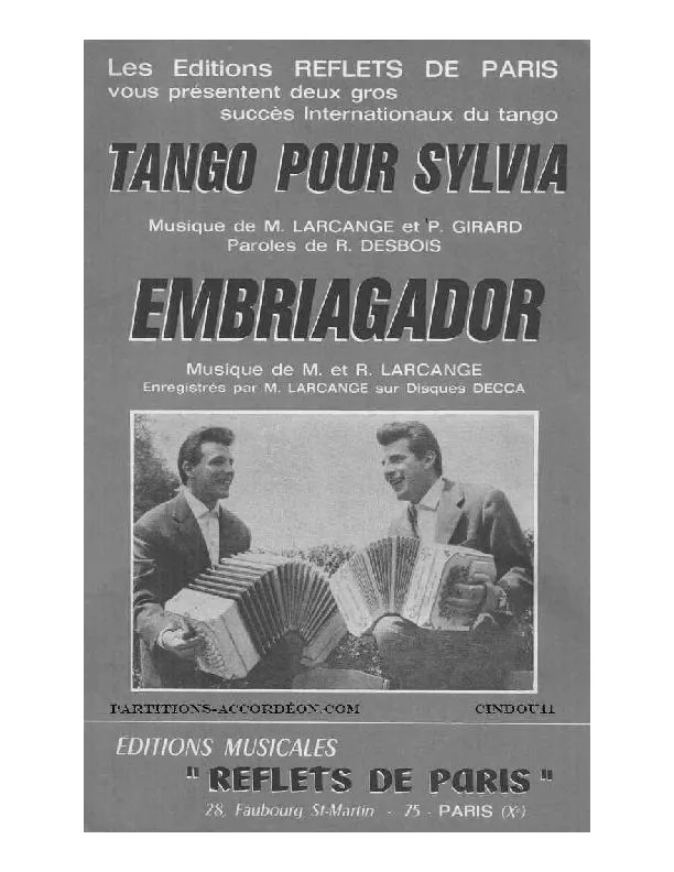 télécharger la partition d'accordéon Tango pour Sylvia (Orchestration Complète) au format PDF