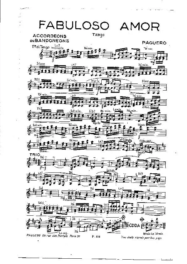 télécharger la partition d'accordéon Fabuloso Amor (Orchestration) (Tango) au format PDF