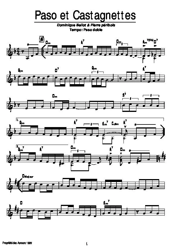 télécharger la partition d'accordéon Paso et Castagnettes (Paso Doble) au format PDF