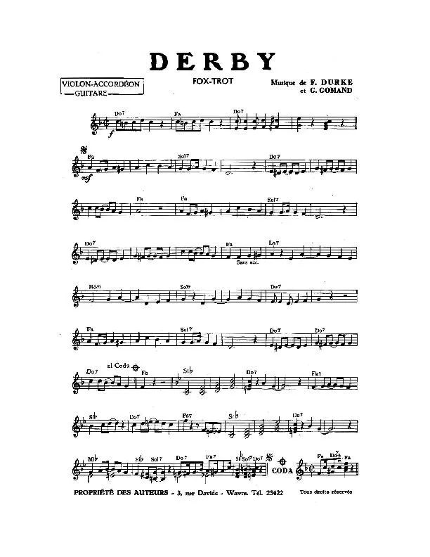 télécharger la partition d'accordéon Derby (Fox Trot) au format PDF