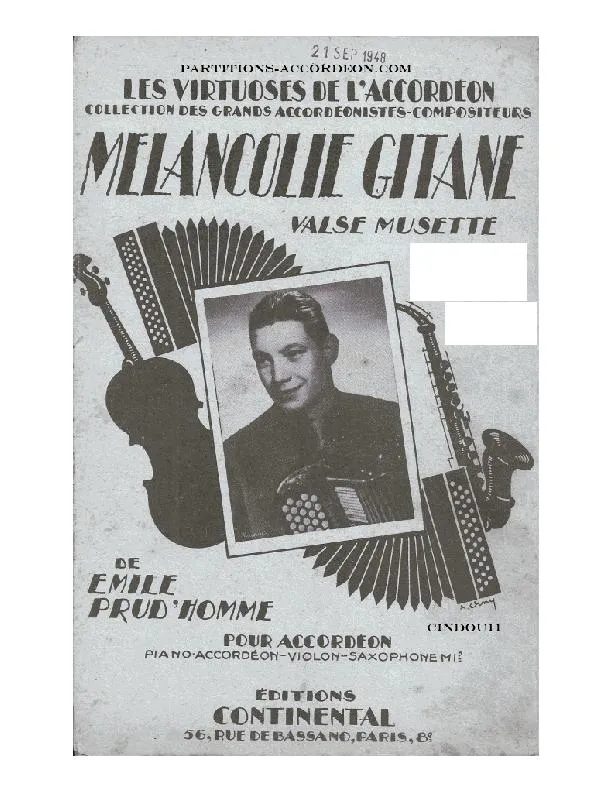 télécharger la partition d'accordéon Mélancolie Gitane (Valse Musette) au format PDF