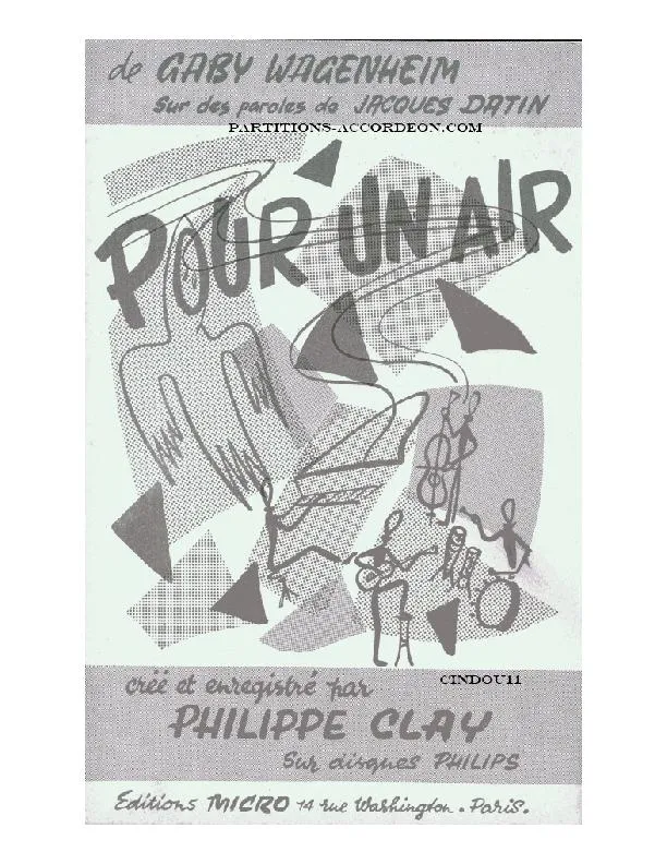 télécharger la partition d'accordéon Pour un air (Créé par : Philippe Clay) (Orchestration Complète) (Fox) au format PDF
