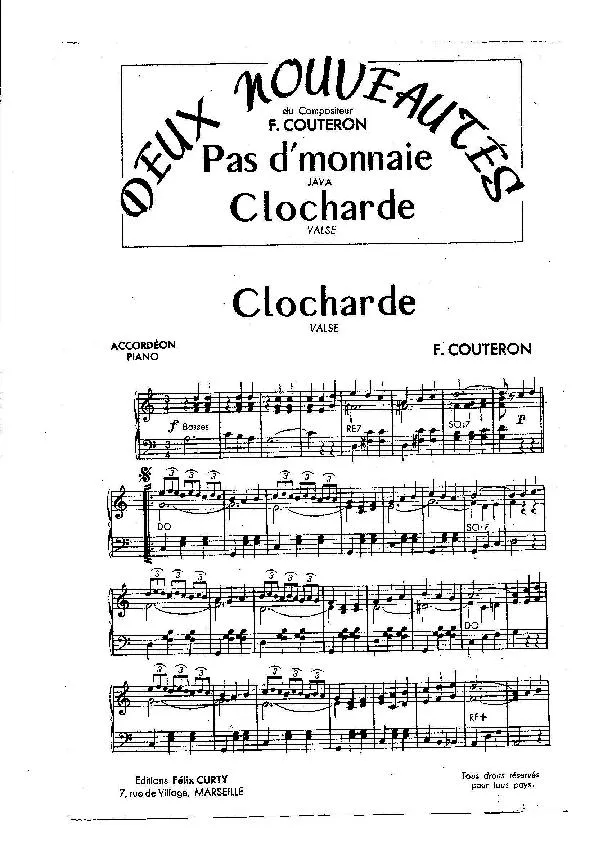 télécharger la partition d'accordéon Clocharde + Pas d' monnaie (Valse + Java) au format PDF