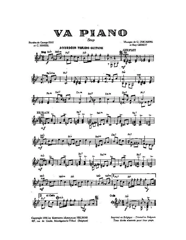 télécharger la partition d'accordéon Va piano (Step) au format PDF