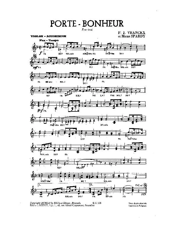 télécharger la partition d'accordéon Porte bonheur (Fox Trot) au format PDF