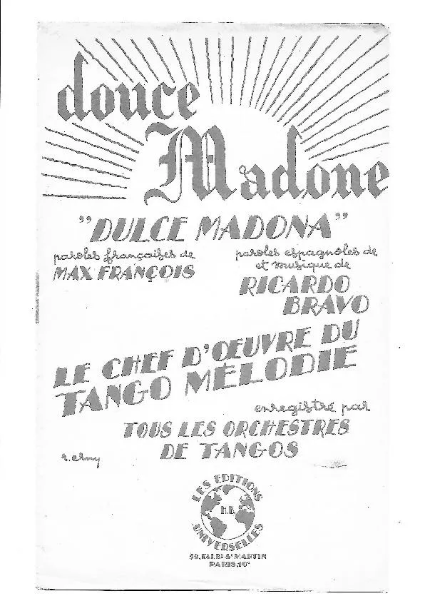 télécharger la partition d'accordéon Douce Madone (Dulce Madona) (Tango) au format PDF