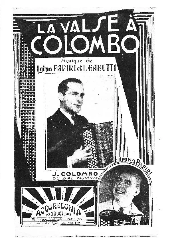 télécharger la partition d'accordéon La valse à Colombo au format PDF