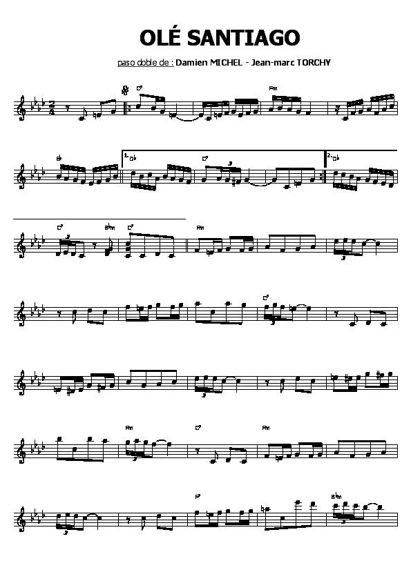 télécharger la partition d'accordéon Olé Santiago (Paso Doble) au format PDF