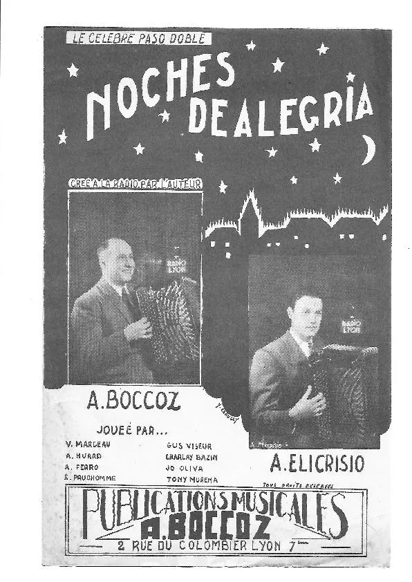 télécharger la partition d'accordéon Noches de Alégria (Paso Doble) au format PDF