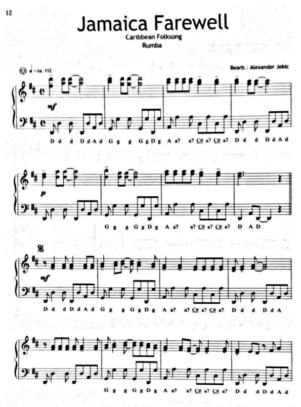 télécharger la partition d'accordéon Jamaica Farewell (Folklore des Caraïbes) au format PDF