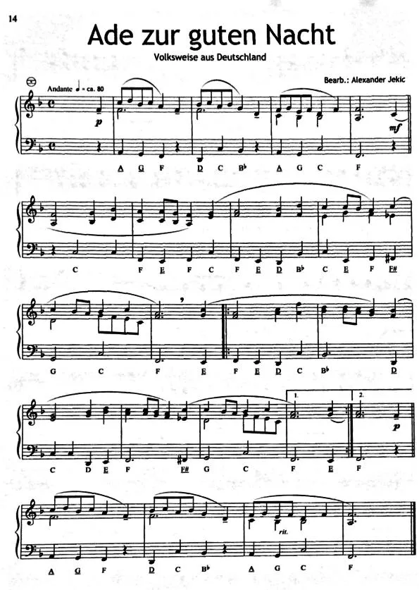 télécharger la partition d'accordéon Ade zur guten Nacht (Folklore Allemand) au format PDF