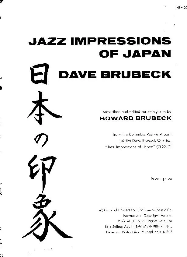 télécharger la partition d'accordéon Jazz Impressions of Japan (Transcription : Howard Brubeck) (Piano Solo) (6 Titres) au format PDF