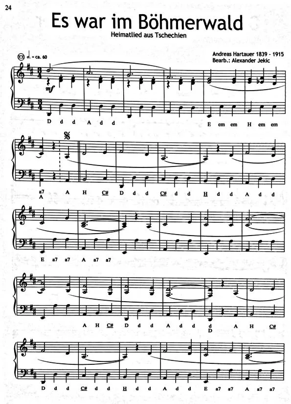 télécharger la partition d'accordéon Es war im Böhmerwald (Arrangement : Alexander Jekic) (Folklore Tchèque) au format PDF