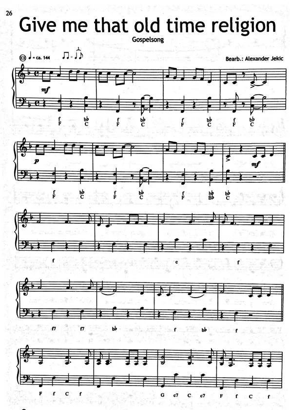 télécharger la partition d'accordéon Give me that old time religion (Chant Gospel) au format PDF