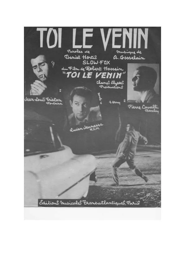 télécharger la partition d'accordéon Toi Le Venin (Du Film de : Robert Hossein) au format PDF