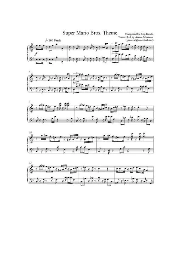 télécharger la partition d'accordéon Super Mario Bros Theme (Transcription : Aaron Ackerson) (Piano Solo) au format PDF