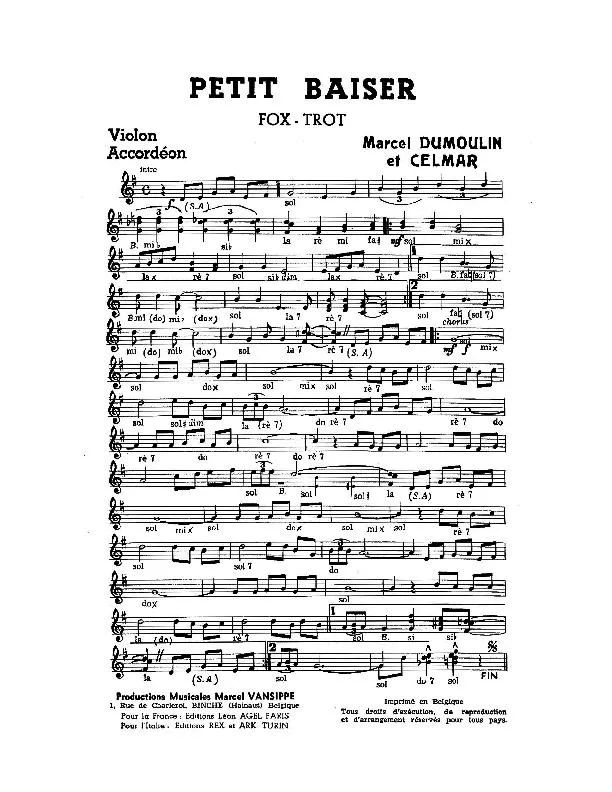 télécharger la partition d'accordéon Petit baiser (Fox Trot) au format PDF