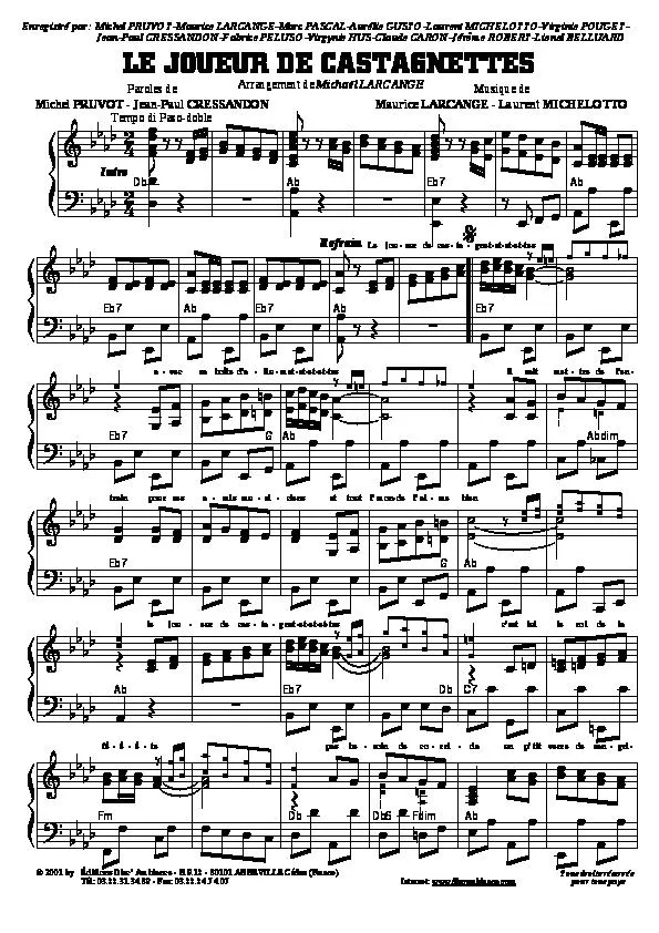 télécharger la partition d'accordéon Le Joueur de Castagnettes (Arrangement : Michaël Larcange) (Orchestration Complète) (Paso Doble)  au format PDF