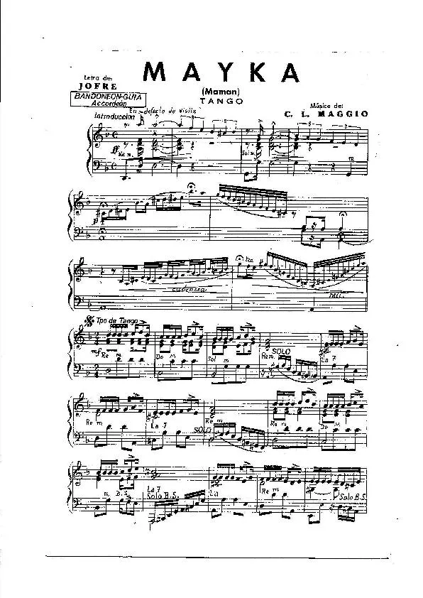 télécharger la partition d'accordéon Mayka (Maman) (Tango) au format PDF