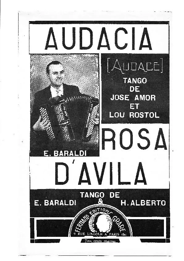 télécharger la partition d'accordéon Rosa d'Avila (Tango Argentin) au format PDF