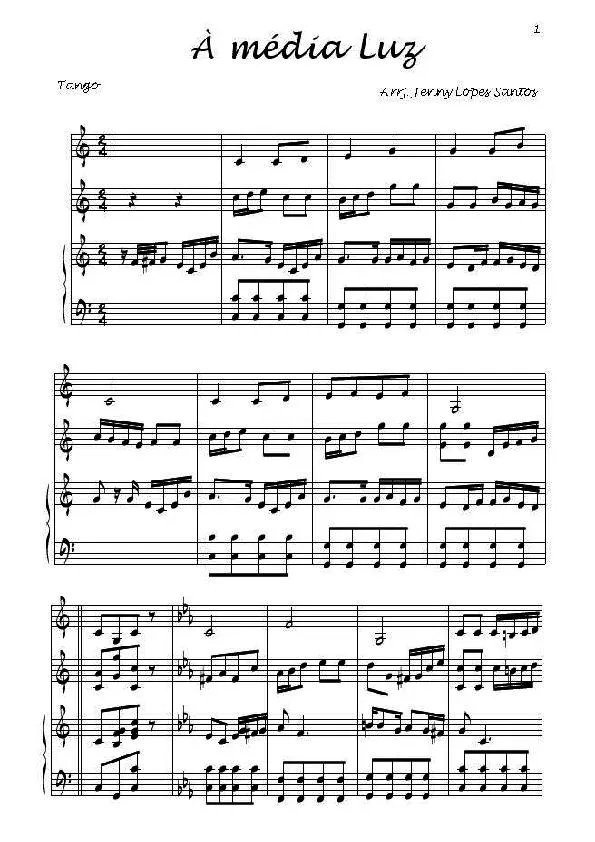 télécharger la partition d'accordéon A media luz (Arrangement : Jenny Lopes Santos) (Trio d'Accordéons) (Tango) au format PDF