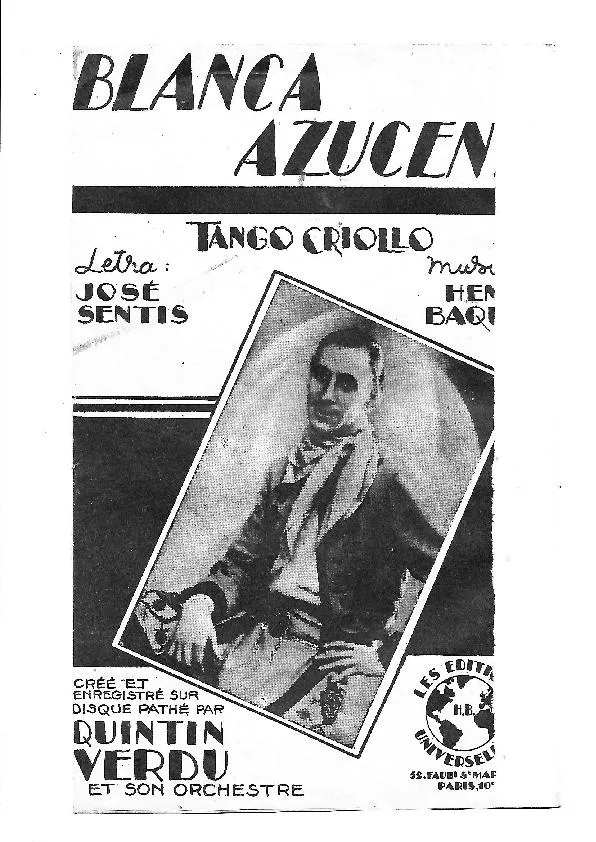 télécharger la partition d'accordéon Blanca Azucena (Créé par : Quintin Verdu) (Orchestration) (Tango Criollo Typique) au format PDF