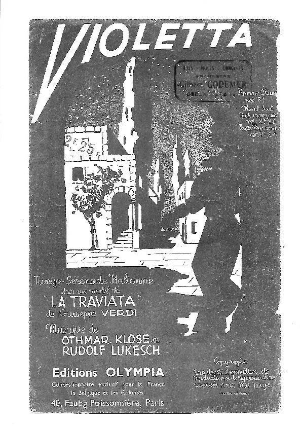 télécharger la partition d'accordéon Violetta (Hör' mein Lied Violetta) (Sérénade Italienne sur le motif de La Traviata de Verdi) (Bandonéon + chant + Version Femme) (Tango)  au format PDF
