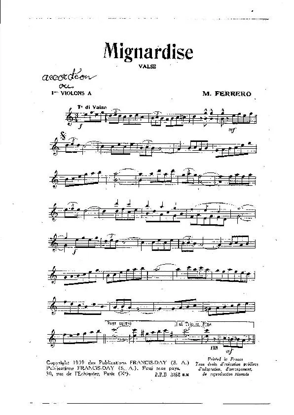 télécharger la partition d'accordéon Mignardise (orchestration) (Valse) au format PDF
