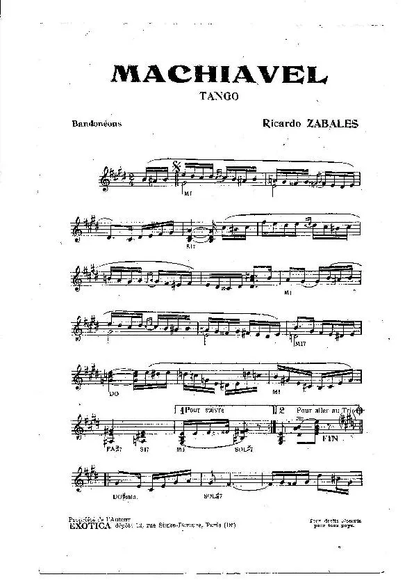 télécharger la partition d'accordéon Machiavel (Tango) au format PDF