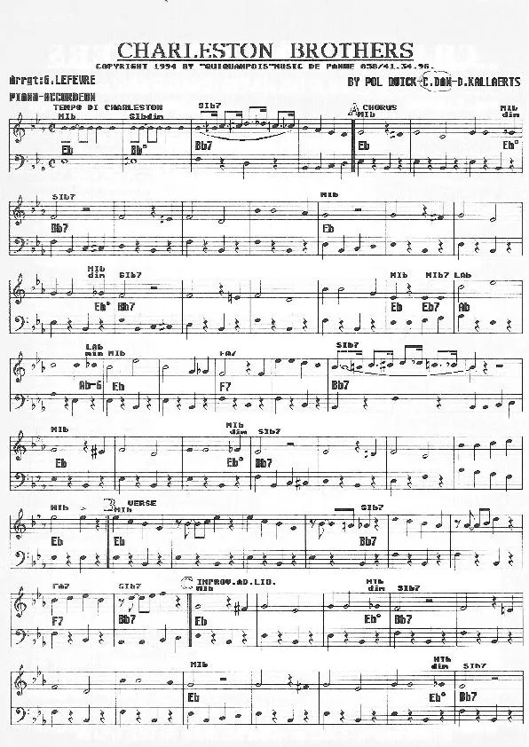 télécharger la partition d'accordéon Charleston brothers (Arrangement : Georges Lefèvre) au format PDF