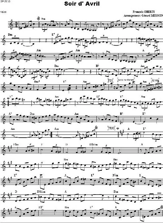 télécharger la partition d'accordéon Soir d'Avril (Arrangement : Gérard Merson) (Valse) au format PDF