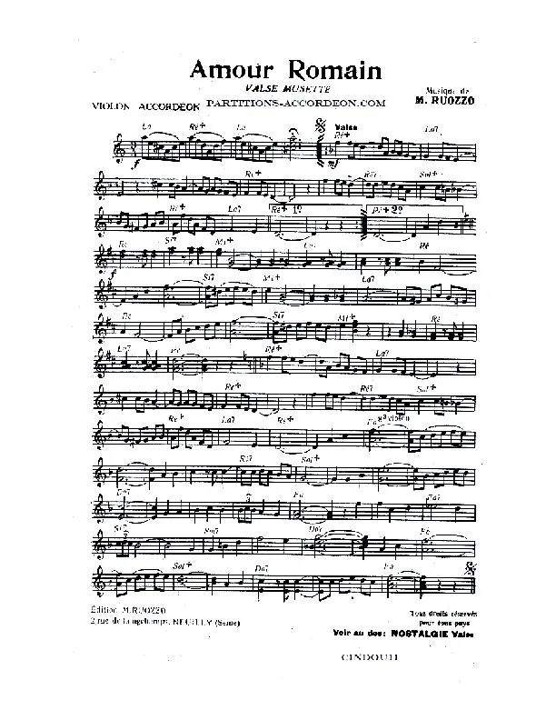 télécharger la partition d'accordéon Amour Romain (Orchestration) (Valse Musette) au format PDF