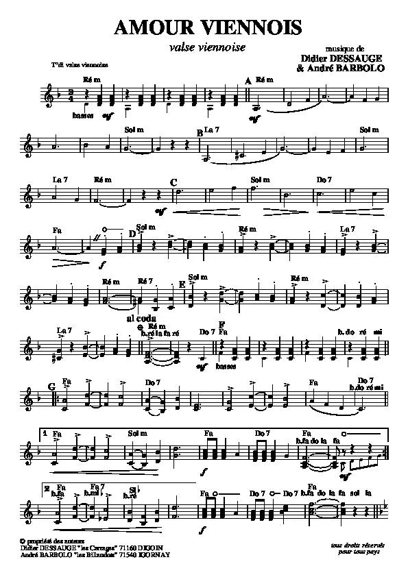 télécharger la partition d'accordéon Amour Viennois (Valse Viennoise) au format PDF