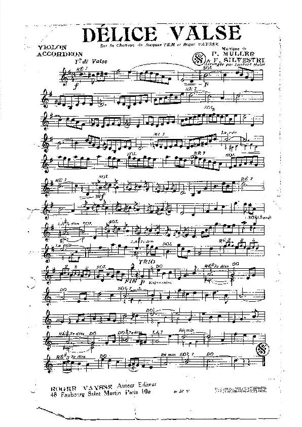 télécharger la partition d'accordéon Délice Valse (Sur la chanson de Jacques Tem et Roger Vaysse) (Arrangée par : Laurent Halet) au format PDF