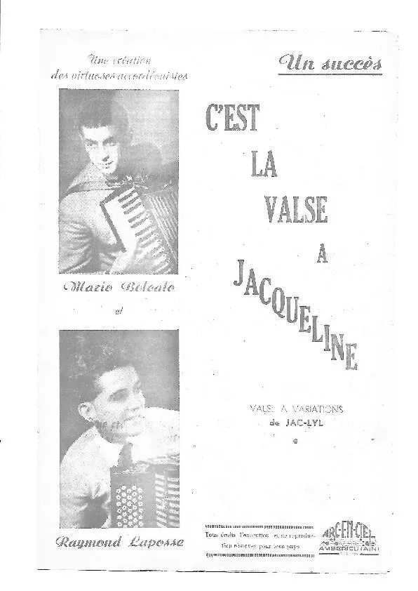 télécharger la partition d'accordéon C'est la valse à Jacqueline au format PDF