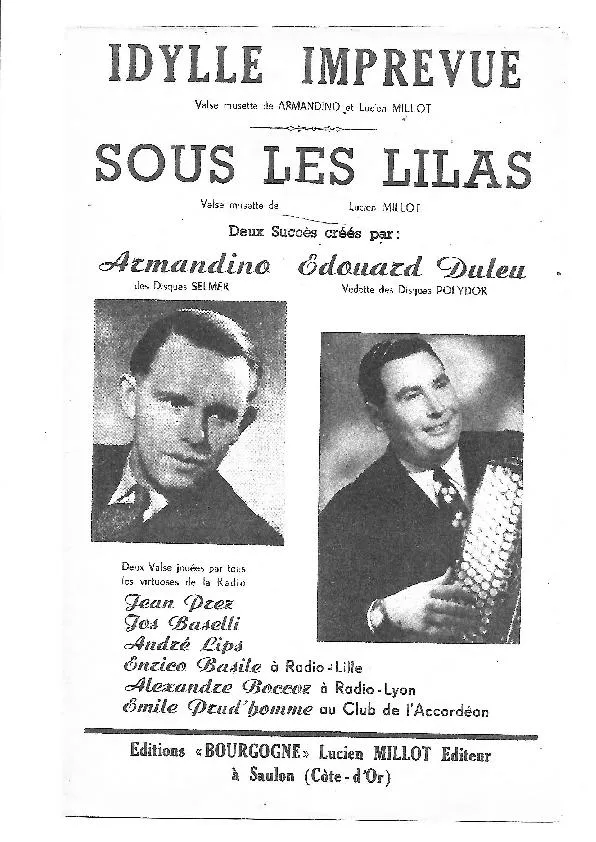 télécharger la partition d'accordéon Sous les lilas (Valse Musette) au format PDF