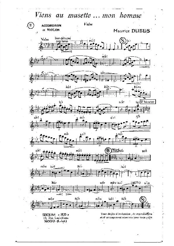 télécharger la partition d'accordéon Viens au musette mon homme (Orchestration) (Valse Brillante) au format PDF