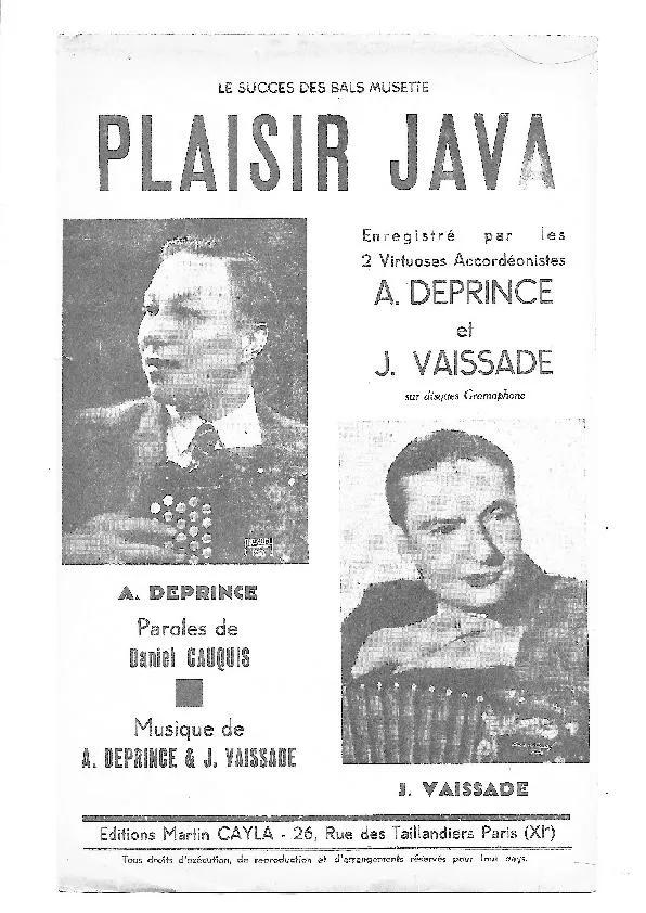télécharger la partition d'accordéon Plaisir Java au format PDF