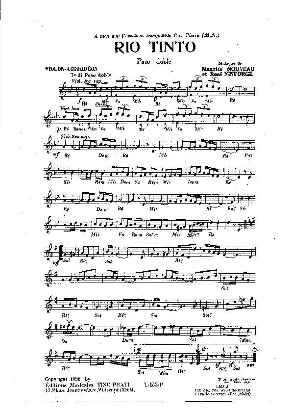 télécharger la partition d'accordéon Rio tinto + El loco (Orchestration) (Paso Doble) au format PDF