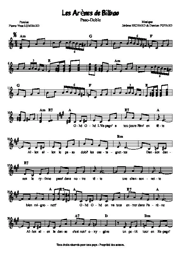 télécharger la partition d'accordéon Les arènes de Bilbao (Paso Doble) au format PDF