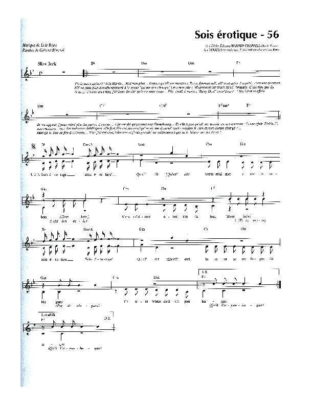 télécharger la partition d'accordéon Sois érotique (Chant : Les Charlots) (Slow Jerk) au format PDF