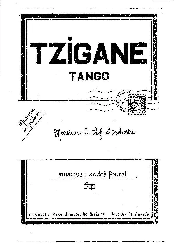 télécharger la partition d'accordéon Tzigane (Tango) au format PDF