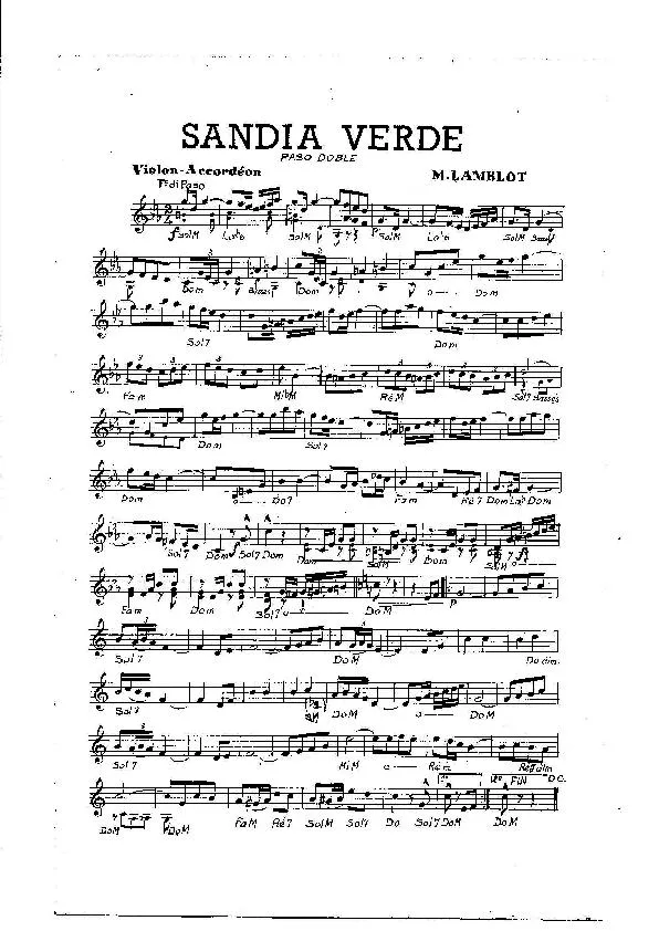 télécharger la partition d'accordéon Sandia Verde (Orchestration) (Paso Doble) au format PDF