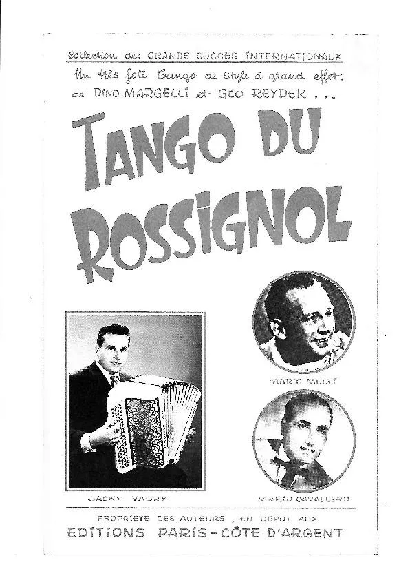télécharger la partition d'accordéon Tango du rossignol (Orchestration Complète) au format PDF